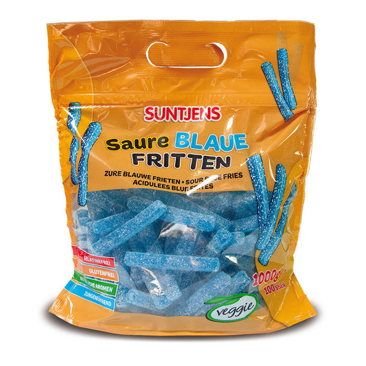 candytoys.ch Suntjens Saure Blaue Fritten 100 Stück im Beutel candytoys.ch Switzerland