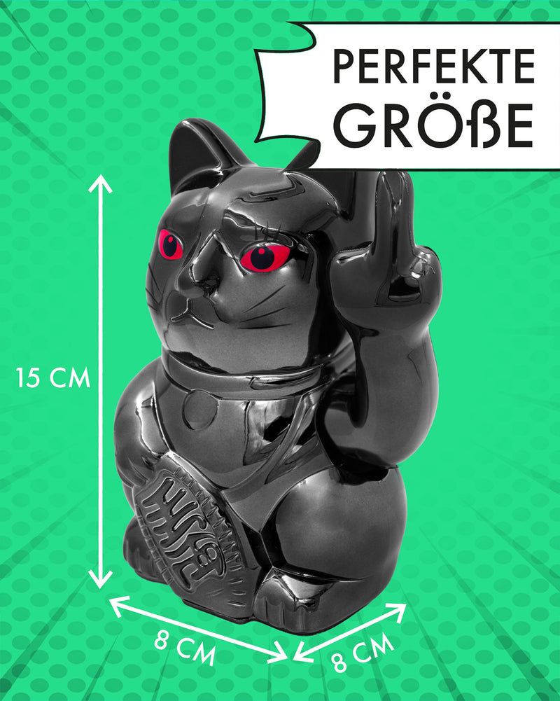 candytoys.ch WInkekatze ANGRY CAT - SHINY BLACK - Metallic Optik