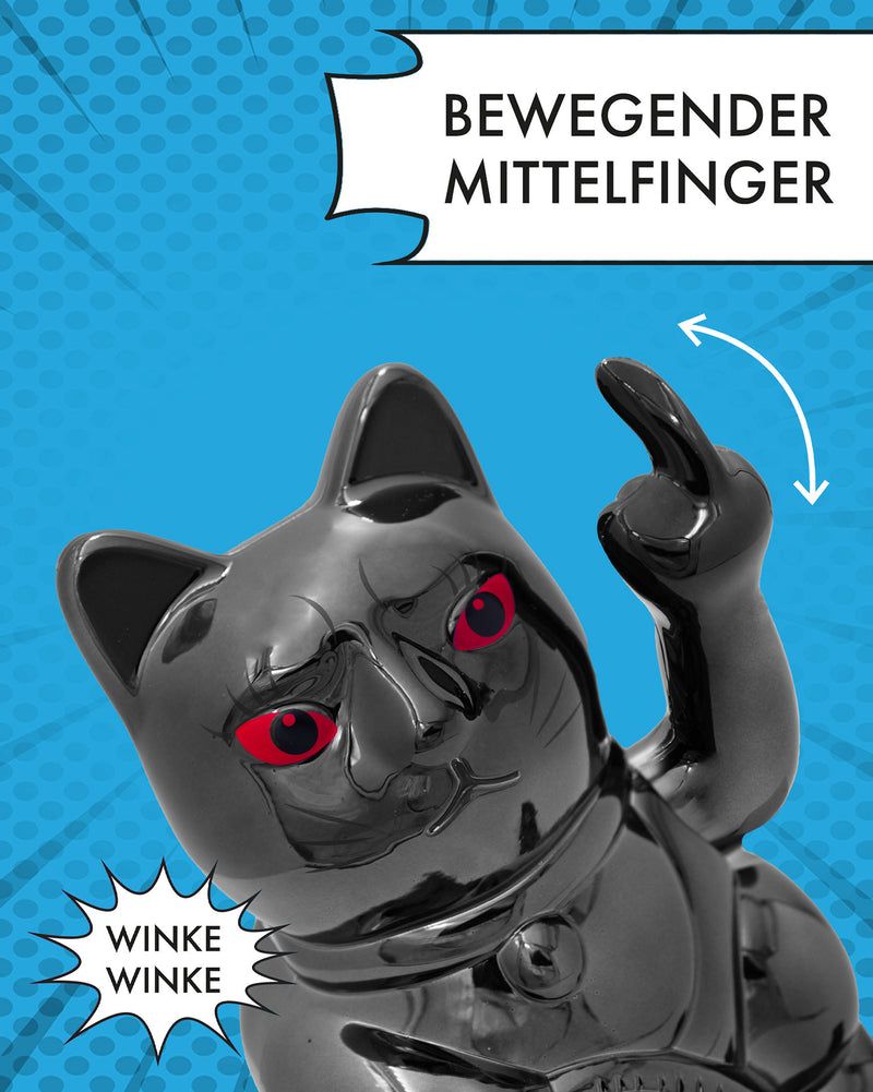 candytoys.ch Winkekatze ANGRY CAT - SHINY BLACK - Metallic Optik