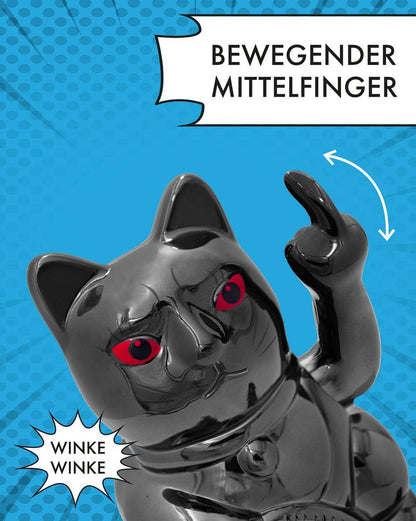 candytoys.ch Winkekatze ANGRY CAT - SHINY BLACK - Metallic Optik