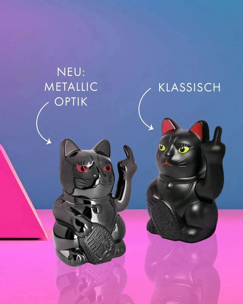 candytoys.ch WInkekatze ANGRY CAT - SHINY BLACK - Metallic Optik