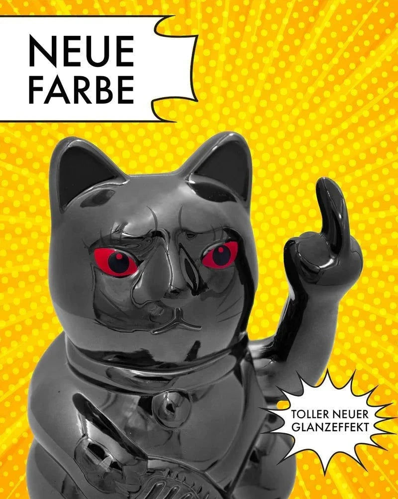 candytoys.ch Winkekatze ANGRY CAT - SHINY BLACK - Metallic Optik