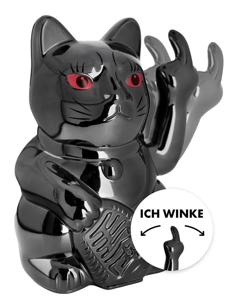 candytoys.ch Winkekatze ANGRY CAT - SHINY BLACK - Metallic Optik