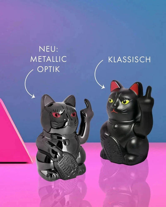 candytoys.ch Winkekatze ANGRY CAT - SHINY BLACK - Metallic Optik