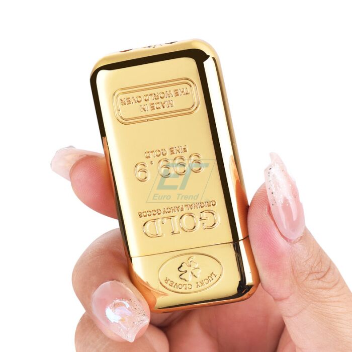 Champ Jetflame Feuerzeug in Goldbarren-Design, stilvoll und funktional