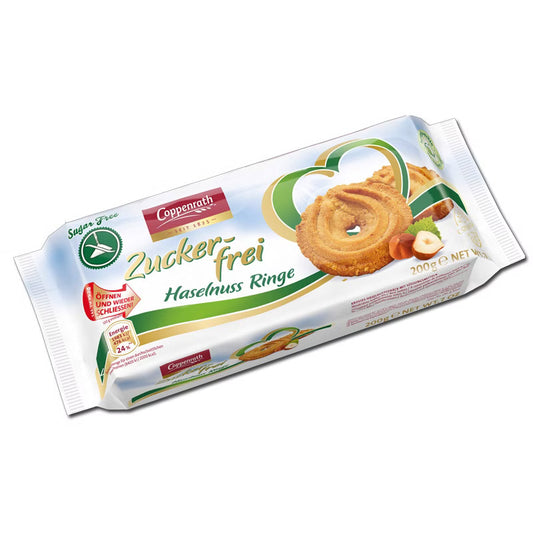Coppenrath Feingebäck GmbH Coppenrath Haselnuss Ringe zuckerfrei, Kekse, 200g Packung