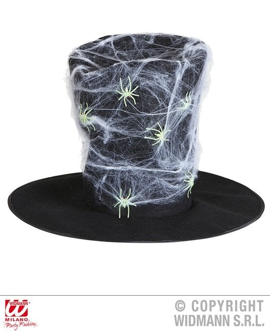Zylinder Maxi Hut m Spinnenweben & Spinnen GLOW In The DARK