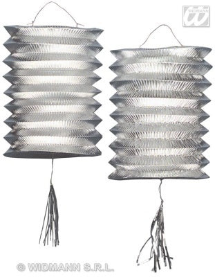 Laterne - Zuglaterne metallic silber 2 Stück - je ca 25cm