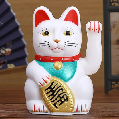 Winkekatze in Schwarz, Weiss, Gold Grösse  8.2x8.2x13,0cm
