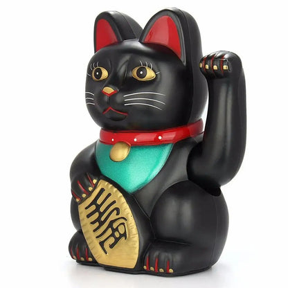 Winkekatze in Schwarz, Weiss, Gold Grösse  8.2x8.2x13,0cm