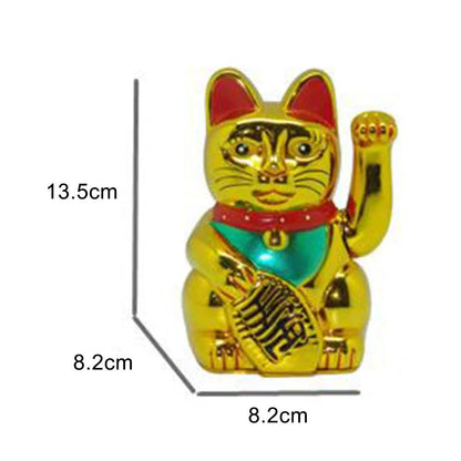 Winkekatze in Schwarz, Weiss, Gold Grösse  8.2x8.2x13,0cm