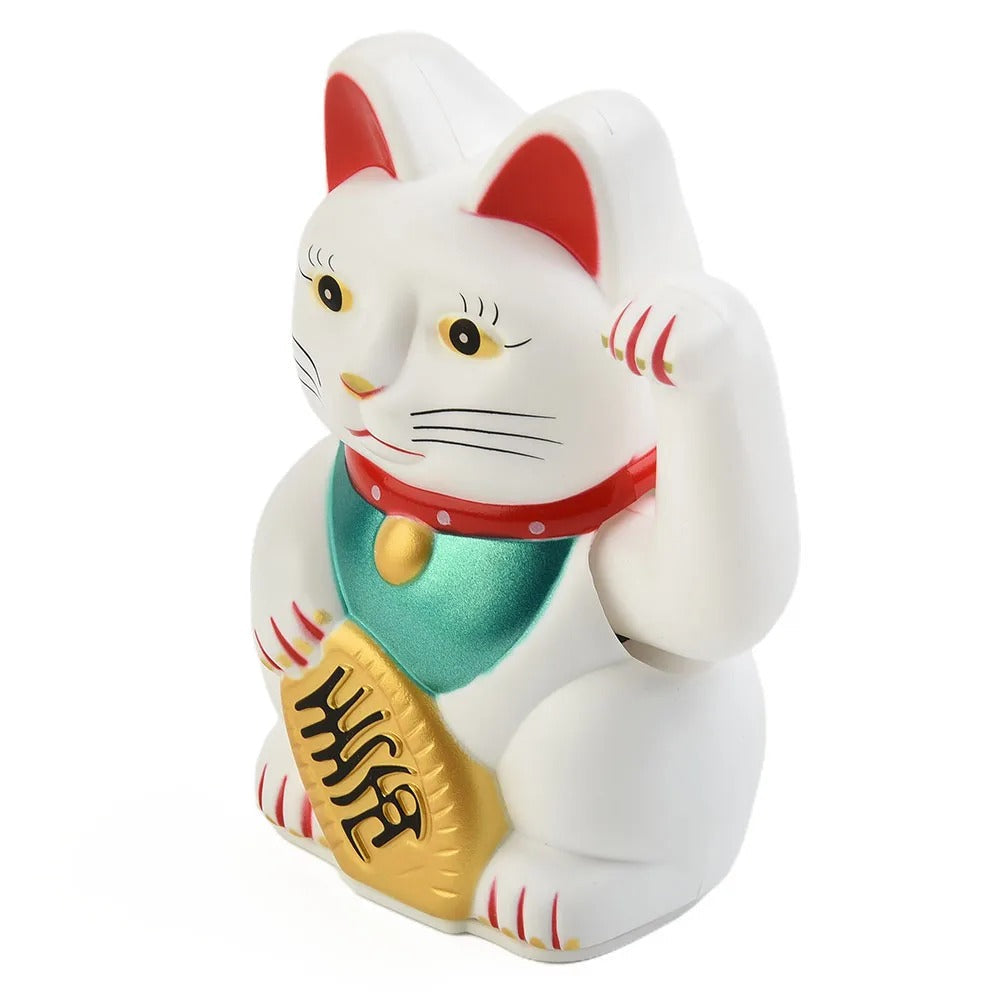 Winkekatze in Schwarz, Weiss, Gold Grösse  8.2x8.2x13,0cm