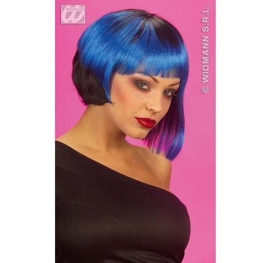Punk Perücke Blau/Schwarz - Stylisch, Atmungsaktiv, Einheitsgröße