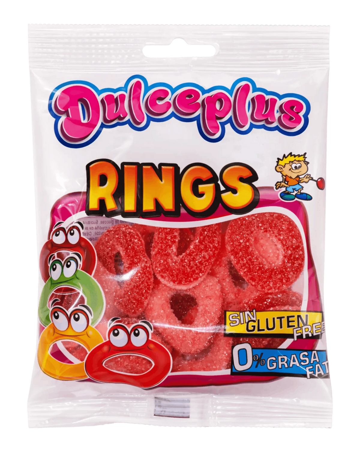 Dulceplus Dulceplus Anneaux Fraise Acide 1x100gr  100% Halal