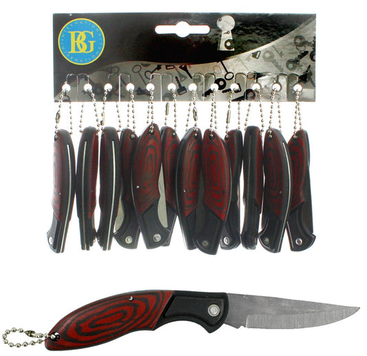 Taschenmesser Holzoptik mit Kette, 8 cm Länge