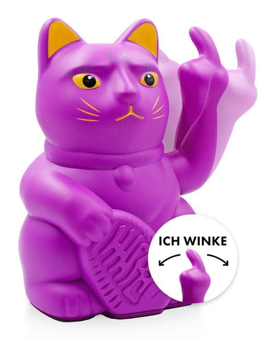 Elektroniktrade Winkekatze Stinkefinger, Lila, 15 cm