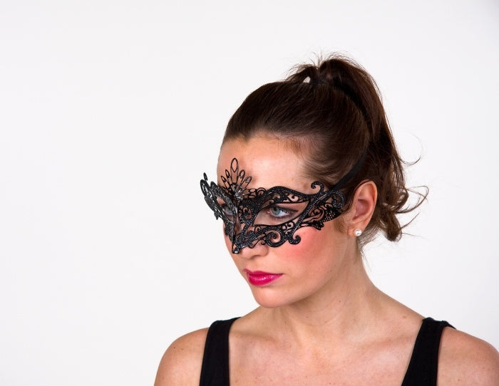 Schmuckmaske schwarz, beglittert, Metall