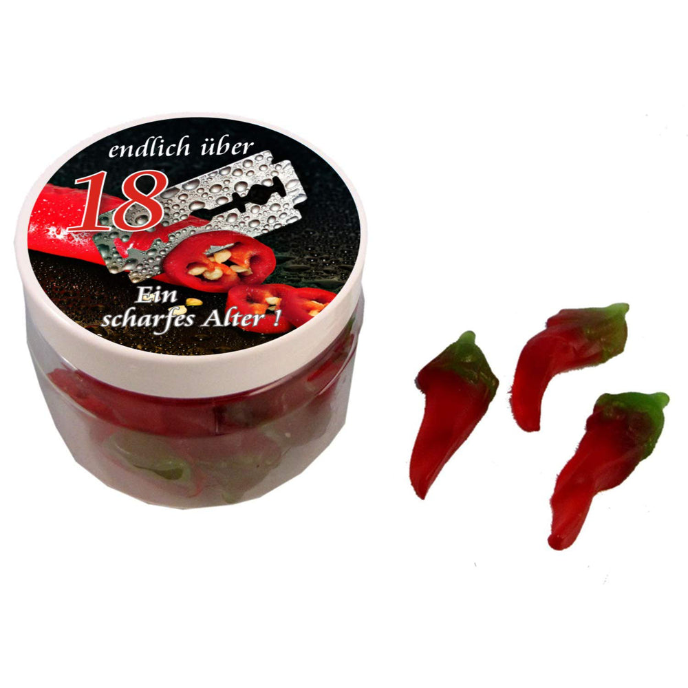 FRUCHTGUMMI PEPERONI "SCHARFES ALTER" ZUM 18. GEBURTSTAG
