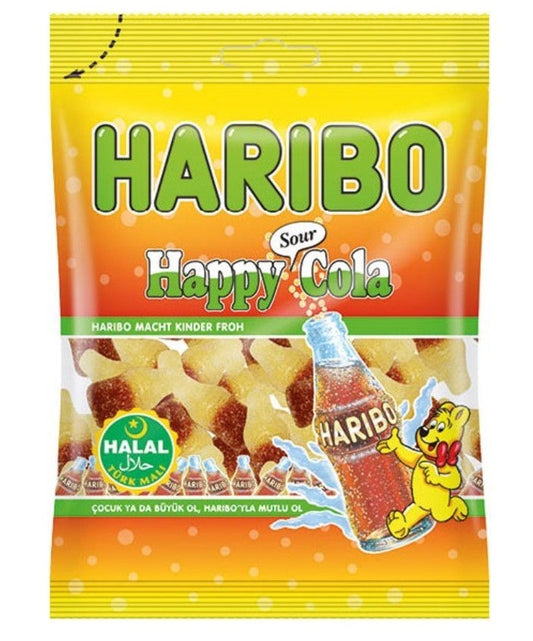Haribo Haribo HALAL Sour Happy Cola 100 g – Saure Cola-Flaschen