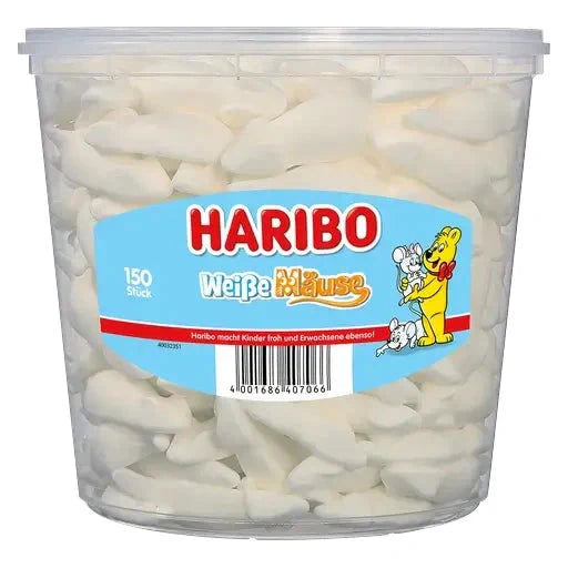 Haribo Haribo Weisse Mäuse 150 Stück in der Dose candytoys.ch Switzerland