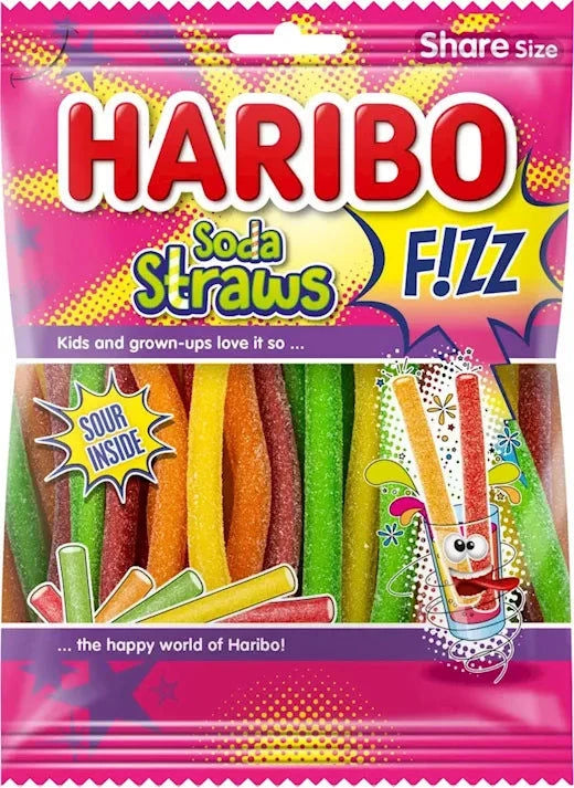 Haribo Soda Straws Fizz - 180g Tüte mit spritzigem Geschmack