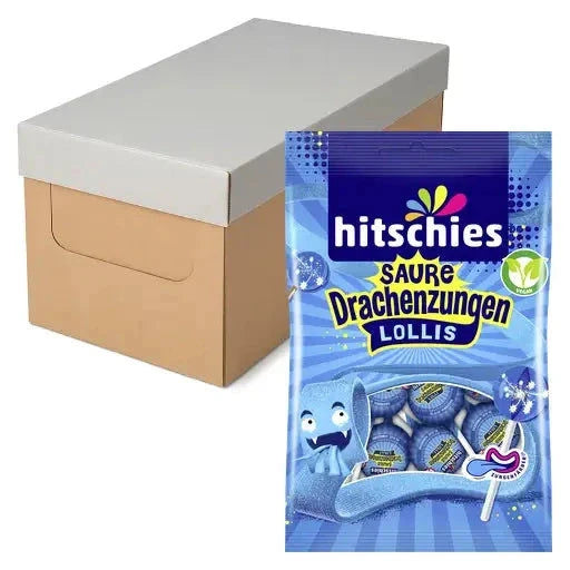 hitschies hitschies Saure Drachenzungen Lollis blau 12x128g im Karton candytoys.ch Switzerland