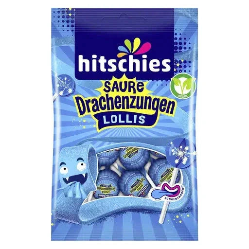 hitschies hitschies Saure Drachenzungen Lollis blau 12x128g im Karton candytoys.ch Switzerland