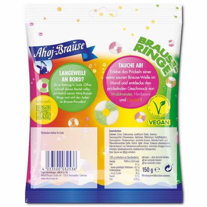 Katjes Frigeo Ahoj-Brause Brause-Ringe, saurer Schaumzucker, 150g Beutel
