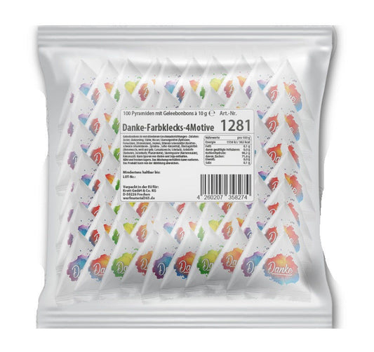 Krottis 100 x Pyramide Danke Farbkleks mit Jelly Beans 10g
