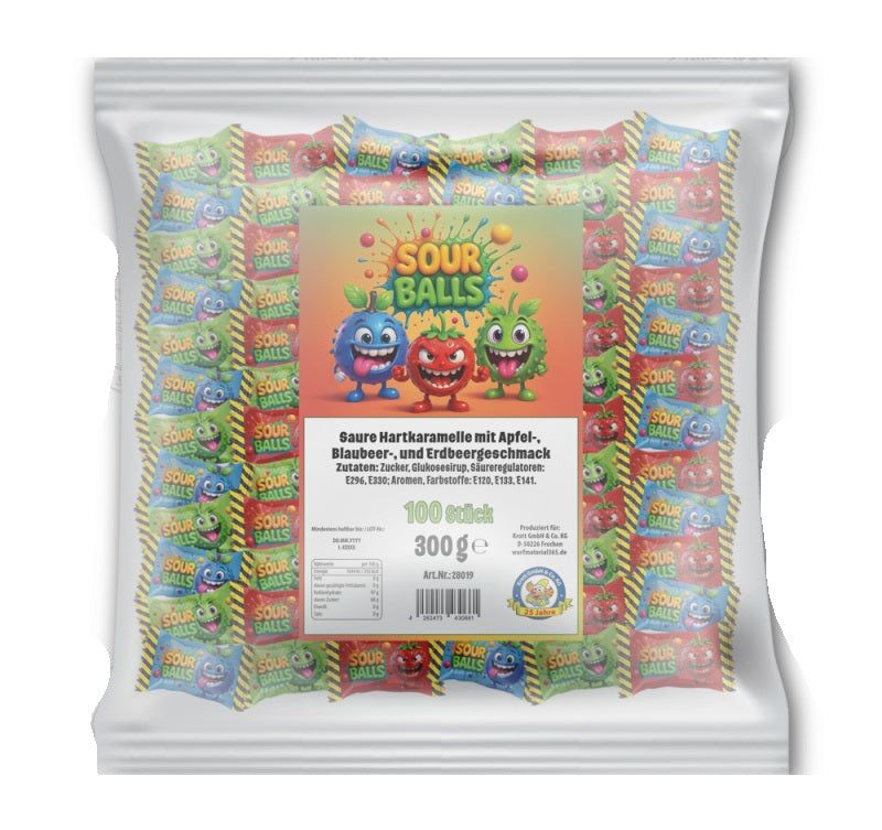 Krottis 100 x Sour Balls, insgesamt 300g