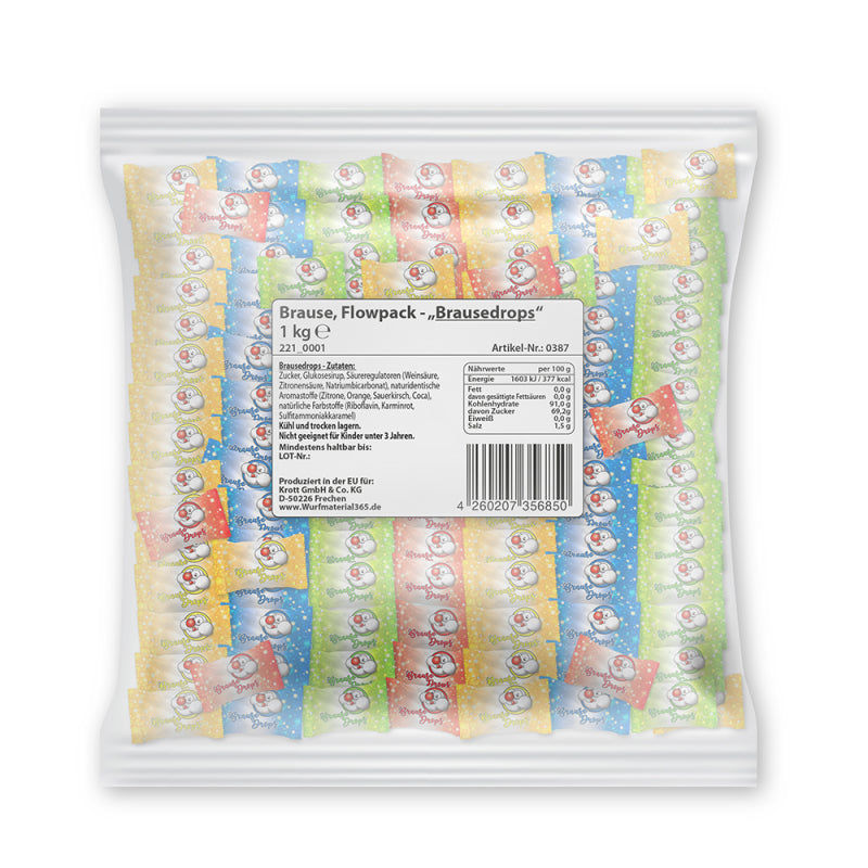 Krottis Brause Bonbon Drops, 1kg, ca. 300 Stück MHD: 09.10.2027