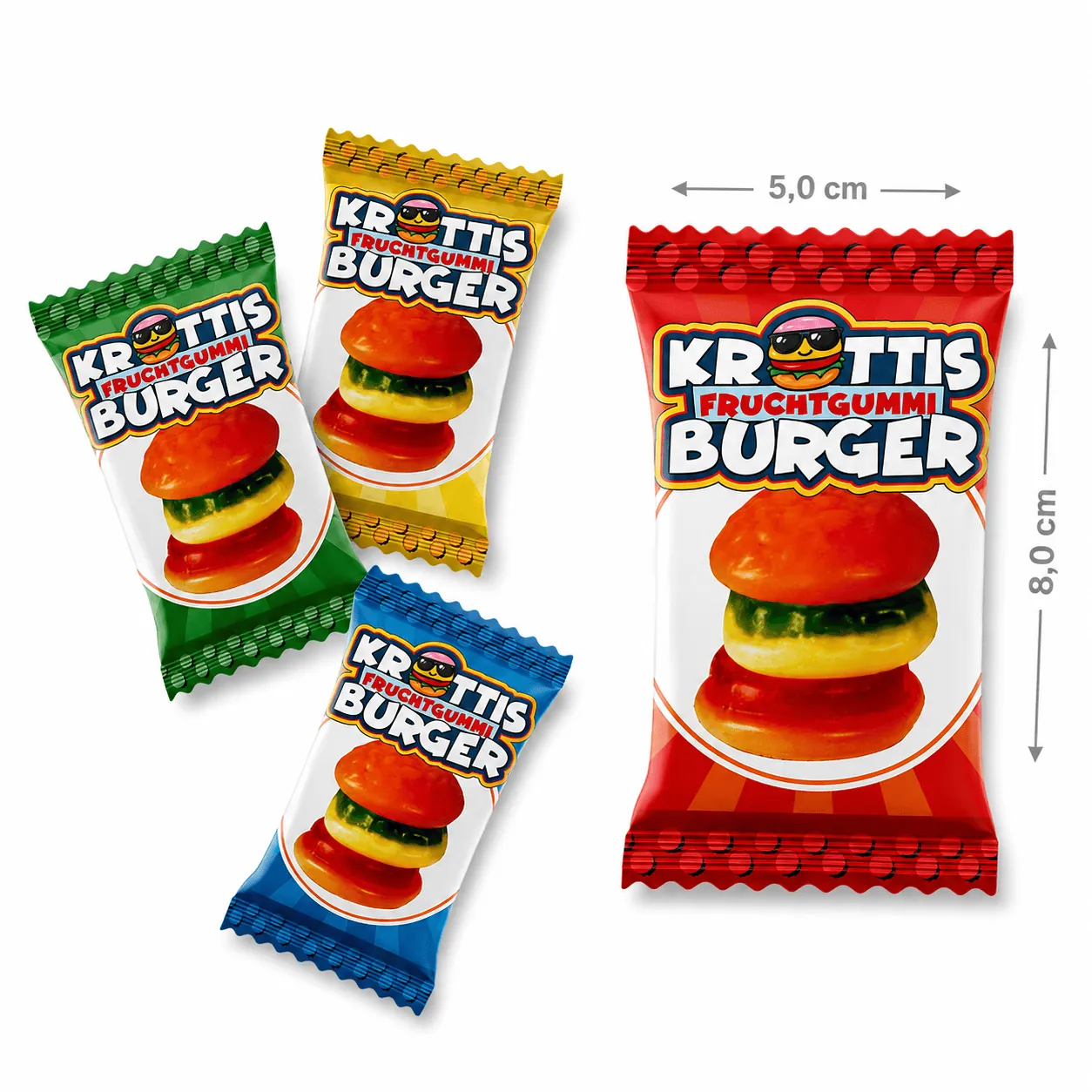 Krottis Fruchtgummi Burger 7 g - 1er Pack oder 50er Pack candytoys.ch Switzerland