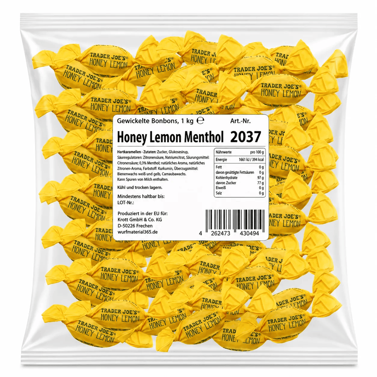 Krottis Honig-Zitronen-Menthol Bonbons 1kg - Zuckerfrei, Erfrischend