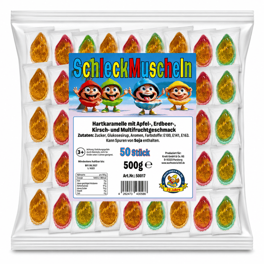 Krottis Schleckmuschel 10g, 500g Gesamtgewicht - 1er oder 50er Pack