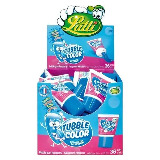 Lutti Lutti Tubble Gum Color Raspberry – 36 Stück Tubenkaugummi