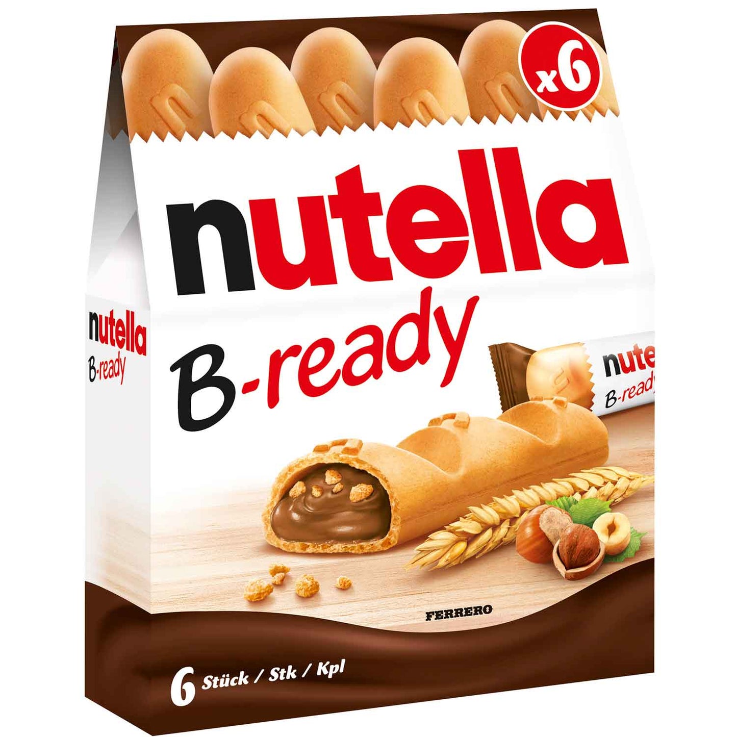 Nutella B-ready Haselnuss-Snack, 6er Pack, knusprig und cremig