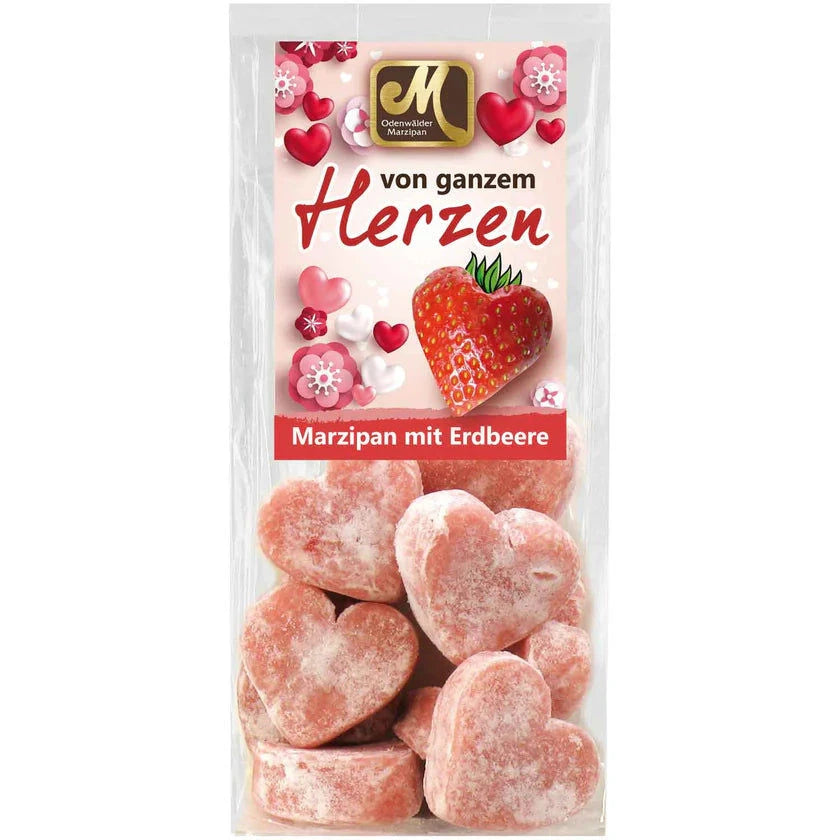 Odenwälder Marzipankonditorei GmbH Erdbeer-Joghurt Marzipan Herzen 100g