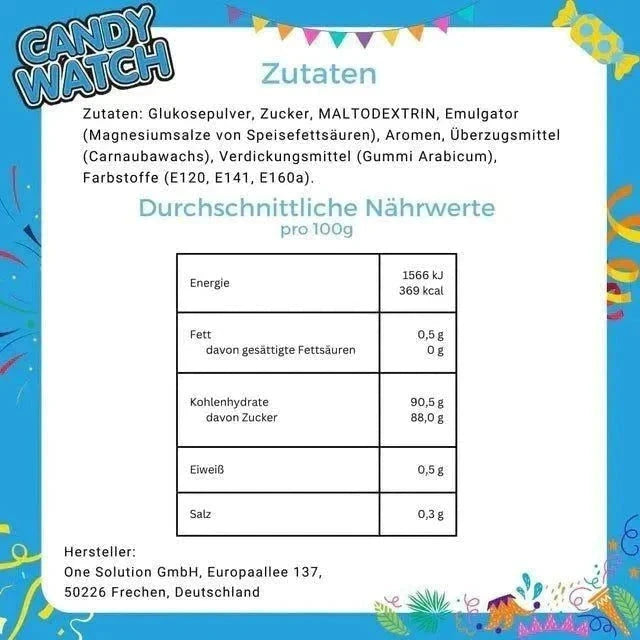 One Solution Traubenzucker Uhren 50 Stück – einzeln verpackt, ideal für den Snack