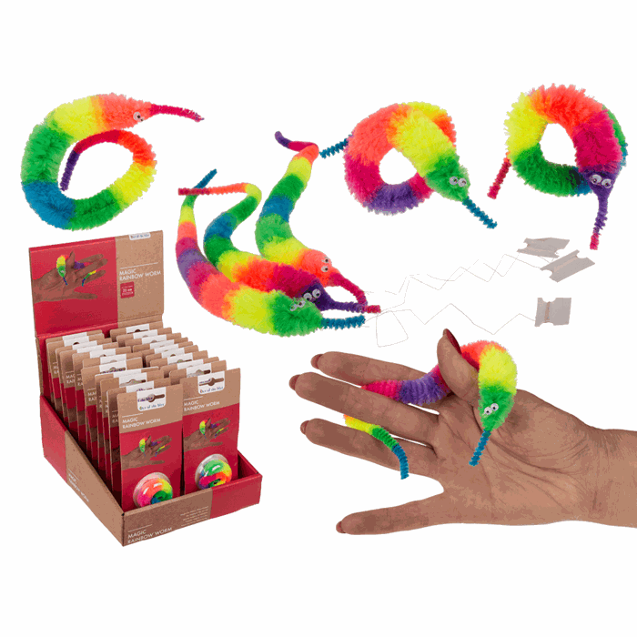 OOTB Magischer Regenbogenwurm, ca. 22 cm, interaktiv und leuchtend