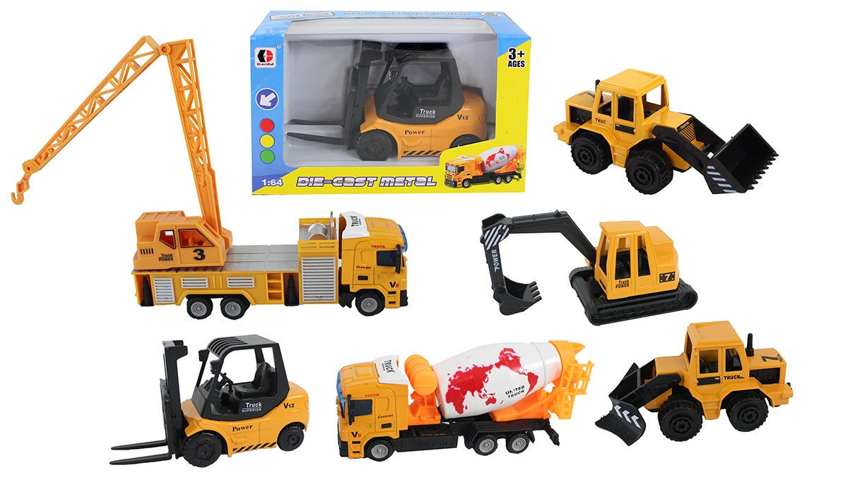 PL Baufahrzeug METALL 6-fach sortiert in Box ca 16 x 6 cm candytoys.ch Switzerland