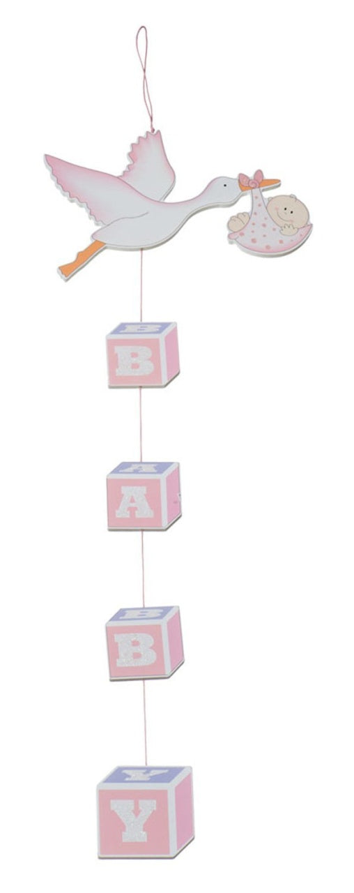 PL Bieco Holz Dekohänger Storch rosa - ca 60cm candytoys.ch Switzerland