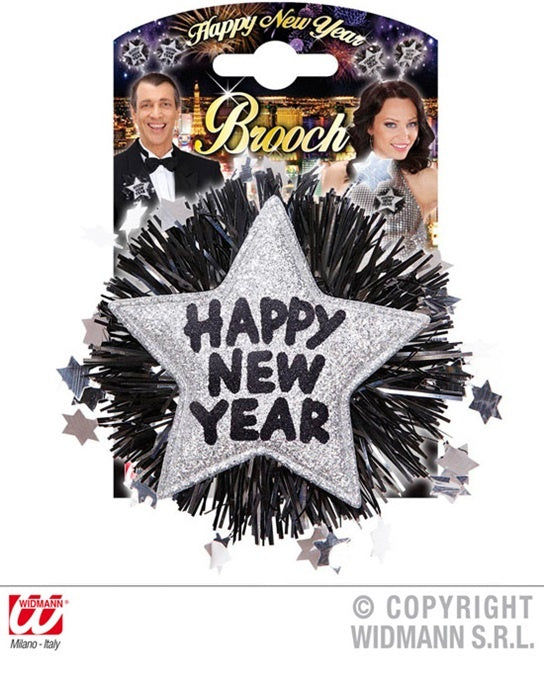 PL Brosche HAPPY NEW YEAR silber - ca 12 x 12 cm candytoys.ch Switzerland