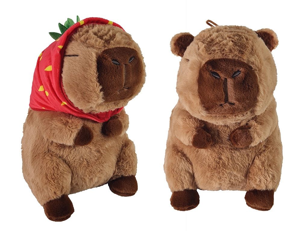 PL Capybara mit Erdbeerhut, 27 cm, weiches Material, niedliches Design