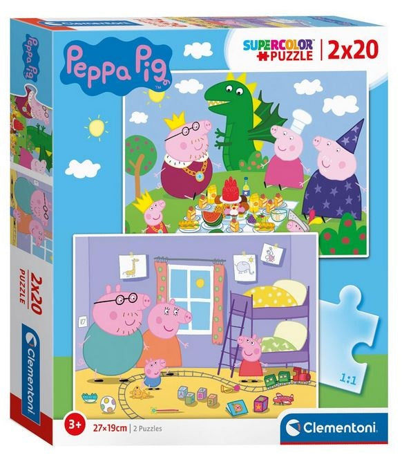 PL Clementoni Peppa Pig Supercolor Puzzle 2 x 20 Teile candytoys.ch Switzerland