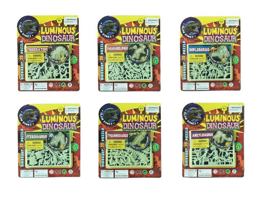 PL Dinosaurier ,Glow bones, 3D auf Karte ca 17x14 cm candytoys.ch Switzerland
