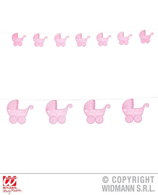 PL Girlande Kinderwagen 'Baby Shower' rosa ca 275 cm candytoys.ch Switzerland