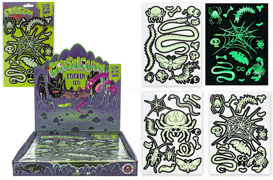 PL GRUSELALARM Glow in the Dark Sticker 3-fach sortiert - Bogen ca 25x15cm candytoys.ch Switzerland