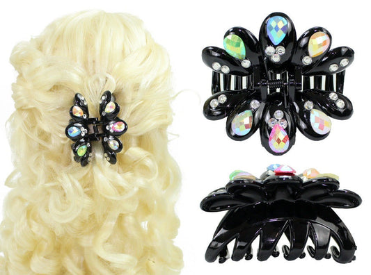 PL Haarklammer schwarz mit bunten Glitzersteinen ca 8x5cm candytoys.ch Switzerland