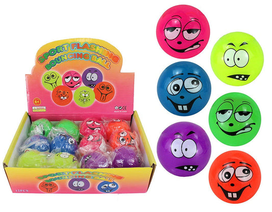 PL Leucht- & Springball mit Gesicht 6-fach sortiert candytoys.ch Switzerland