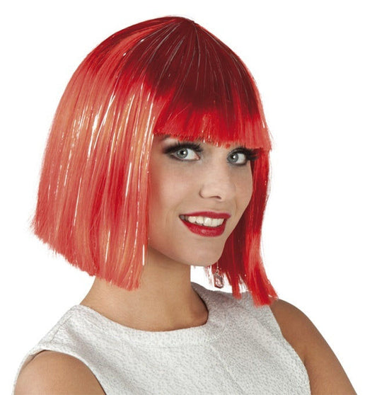 PL Perücke - Gigi glamour rot mit silber Lametta Strähnen candytoys.ch Switzerland